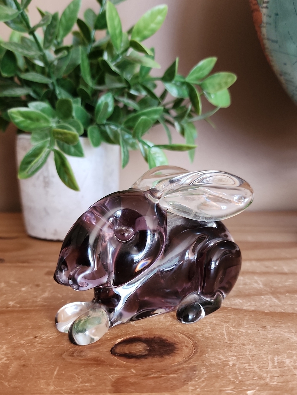 Vintage purple glass rabbit